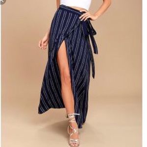 Lulu’s blue and white wrap maxi skirt